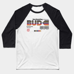 Vintage Budapest BUD Airport Label Retro Travel Hungary Baseball T-Shirt